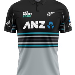 New Zealand Black Grey ODI World Cup 2025 Half Sleeves Cricket Fan Jersey - 100% Dryfit Polyester - With Name Personalisation