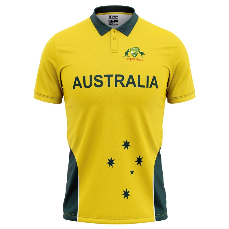 Australia Half Sleeves Cricket Fan Jersey - 100% Dryfit Polyester - With Name Personalization