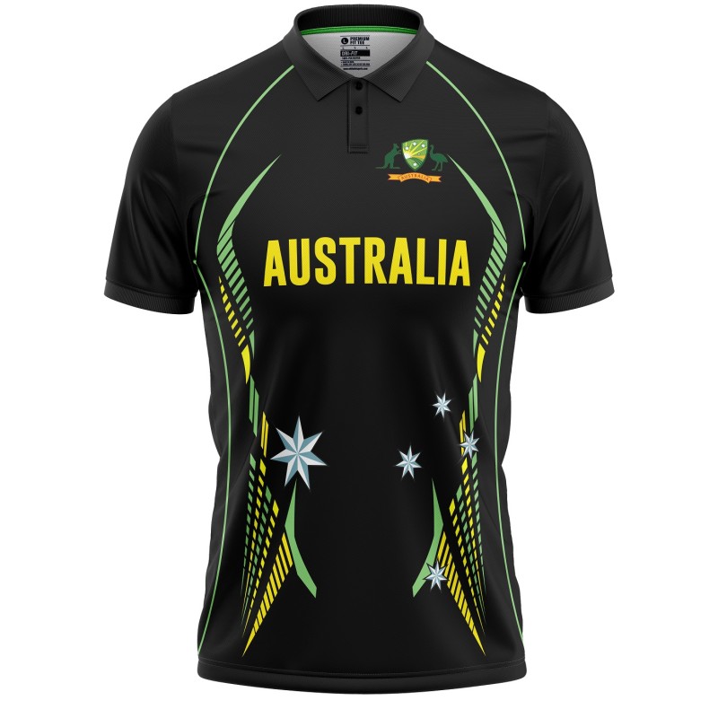 Australia Half Sleeves Cricket Fan Jersey - 100% Dryfit Polyester - With Name Personalization