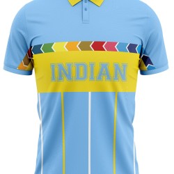 India Blue ICC World Cup 1996 Half Sleeves Cricket Fan Jersey - 100% Dryfit Polyester - With Name Personalization