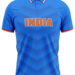 India ICC World Cup 2015 Half Sleeves Cricket Fan Jersey - 100% Dryfit Polyester - With Name Personalization