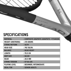HEAD Ti S6 Tennis Racquet (Black/Silver)