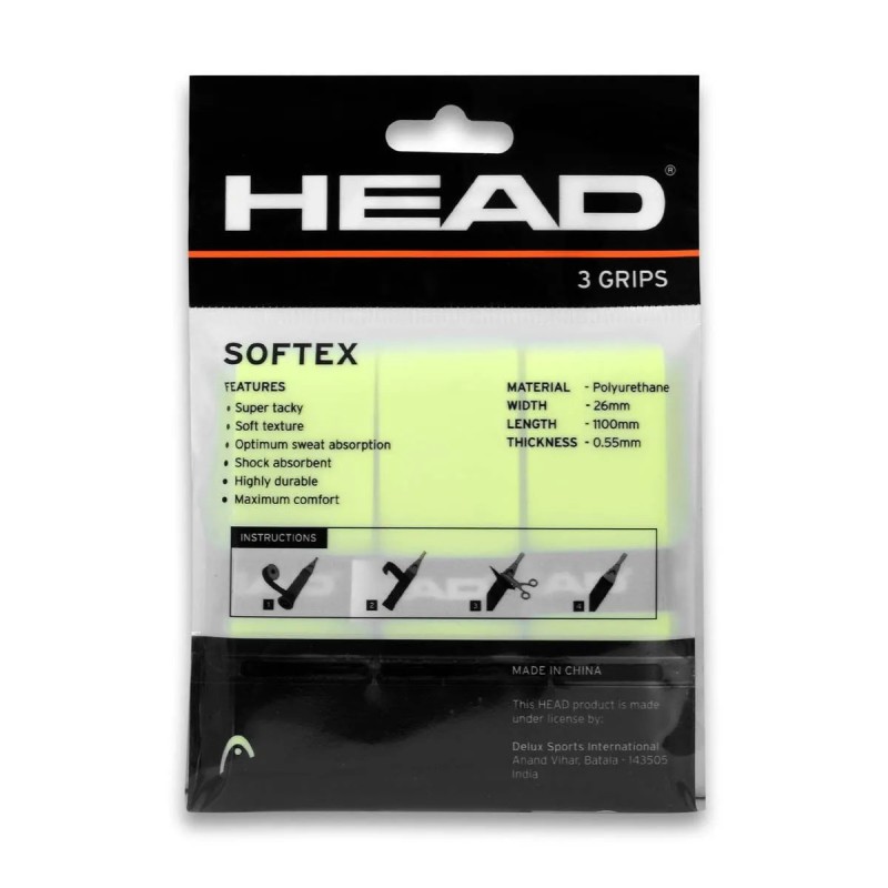 HEAD Softex Badminton Over Grip (3 Pcs, Yellow)