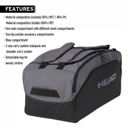 HEAD Pro X Duffle Sport Bag (Black/Dark Grey)
