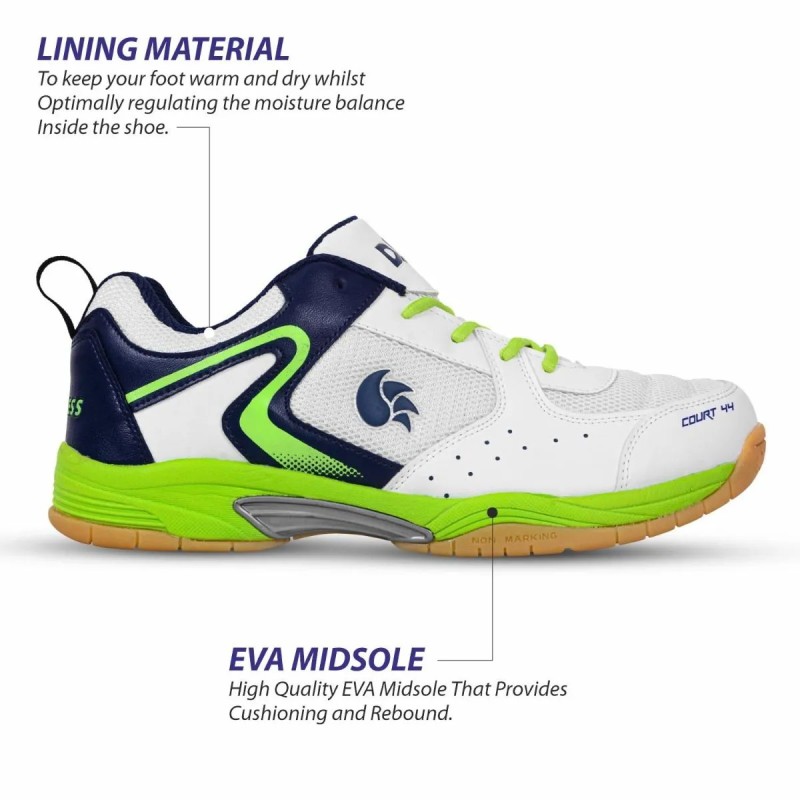 DSC Court 44 Badminton Shoes (White/Navy/Green)