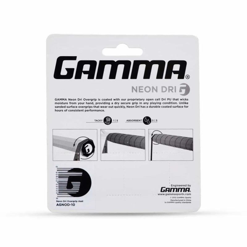 GAMMA Neon Dri Overgrip (3 Pcs, Assorted)