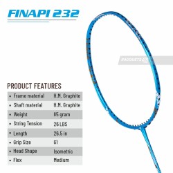 APACS Finapi 232 Badminton Racquet (Unstrung, L. Blue)