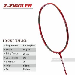 APACS Z Ziggler Badminton Racquet (Unstrung, Red)