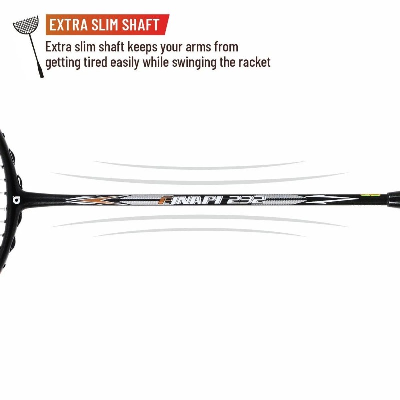 APACS Finapi 232 Badminton Racquet (Unstrung, Black)
