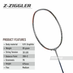 APACS Z Ziggler Badminton Racquet (Unstrung, Grey)