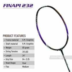 APACS Finapi 232 Badminton Racquet (Unstrung, Purple)