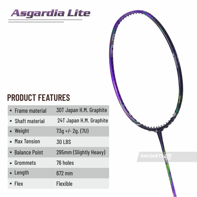 APACS Asgardia Lite Badminton Racquet (Unstrung, Purple)