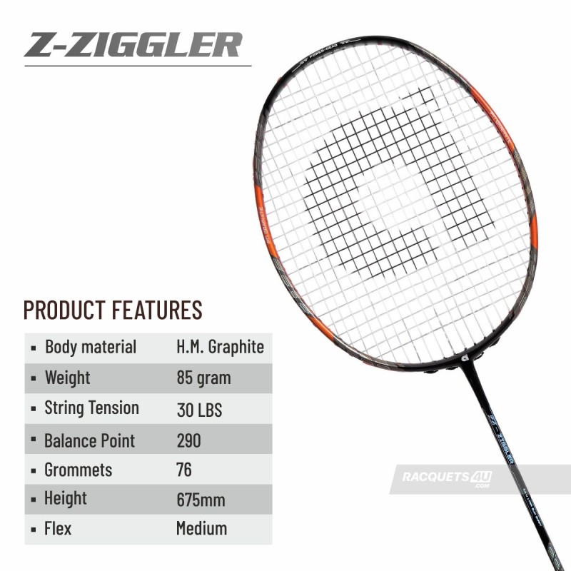 APACS Z Ziggler Badminton Racquet (Unstrung, Orange)