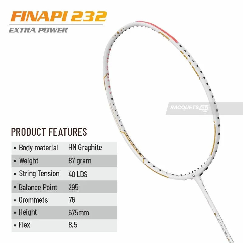 APACS Finapi 232 Xtra Power Badminton Racquet (Unstrung,  White)