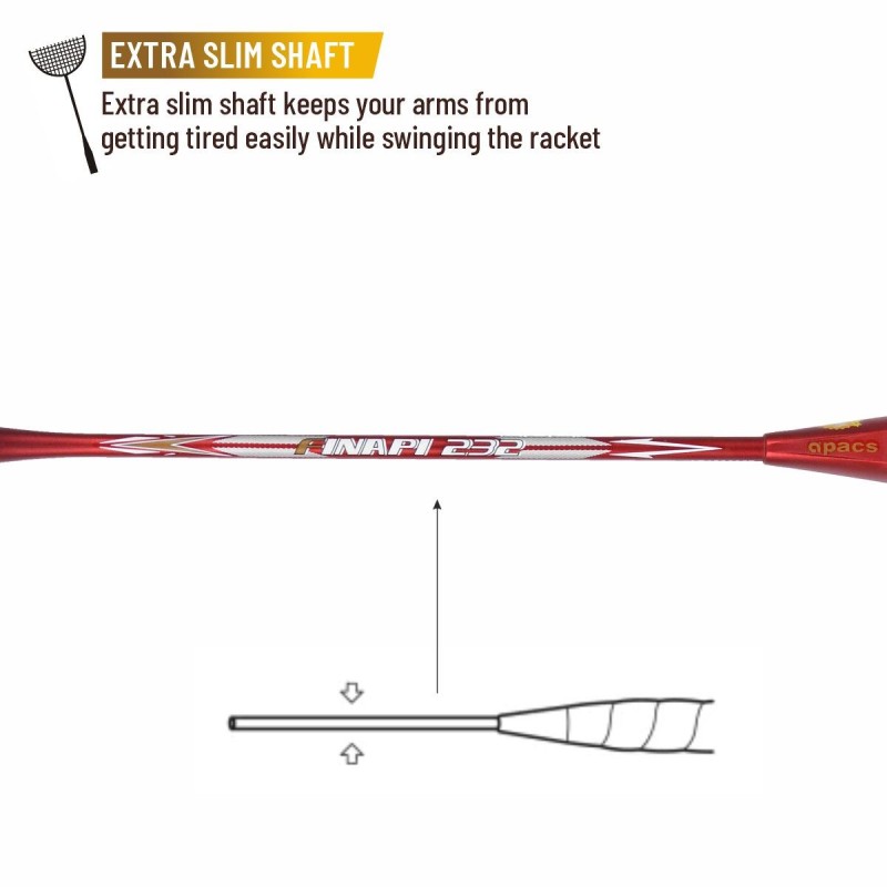 APACS Finapi 232 Badminton Racquet (Unstrung, Red Matt)