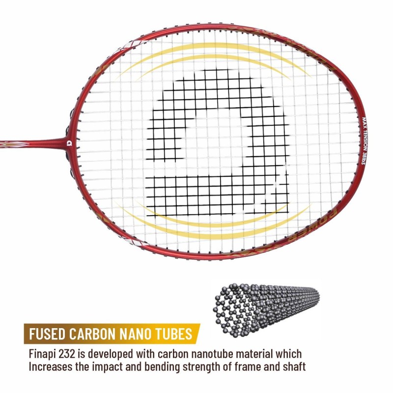 APACS Finapi 232 Badminton Racquet (Unstrung, Red Matt)