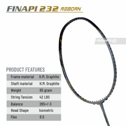 APACS Finapi 232 Reborn Badminton Racquet (Unstrung, Grey)