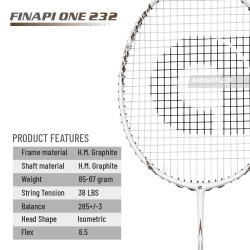 APACS Finapi 232 Badminton Racquet (Unstrung, White)