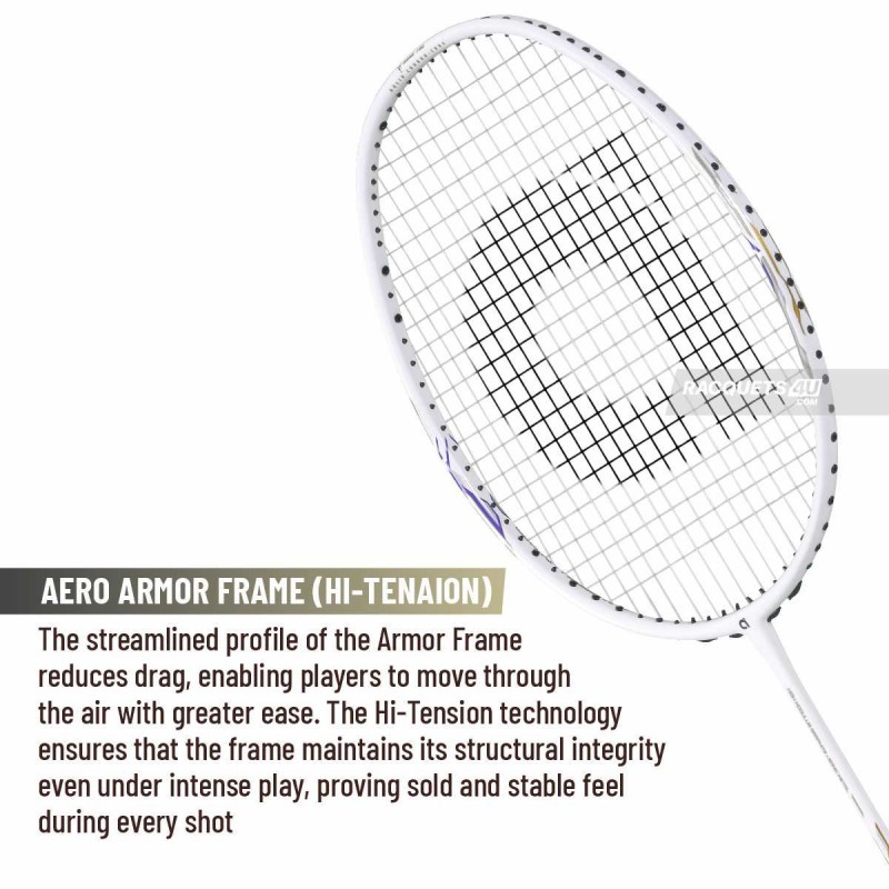 APACS Accurate 77 Badminton Racquet (Unstrung, Pearl White Matte)