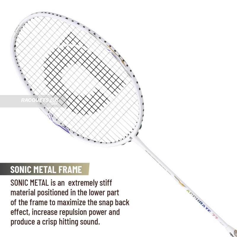 APACS Accurate 77 Badminton Racquet (Unstrung, Pearl White Matte)