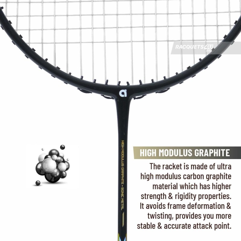 APACS Accurate 77 Badminton Racquet (Unstrung, Black Glossy)