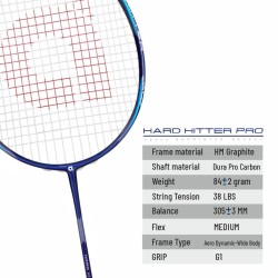 APACS Hard Hitter Pro Badminton Racquet (Unstrung, Navy Glossy)