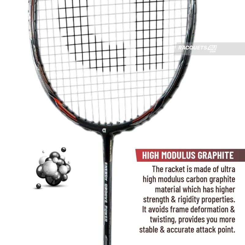 APACS Energy Groove Power Badminton Racquet (Unstrung, Black)