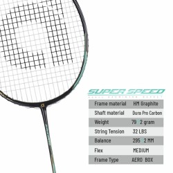 APACS Super Speed Badminton Racquet (Unstrung, Black)