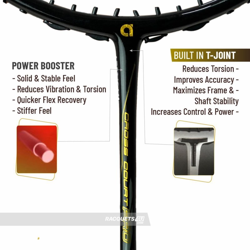 APACS Cross Court Pro Badminton Racquet (Unstrung, Black)
