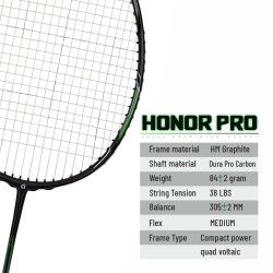 APACS Honor Pro Badminton Racquet (Unstrung, Grey/Green)