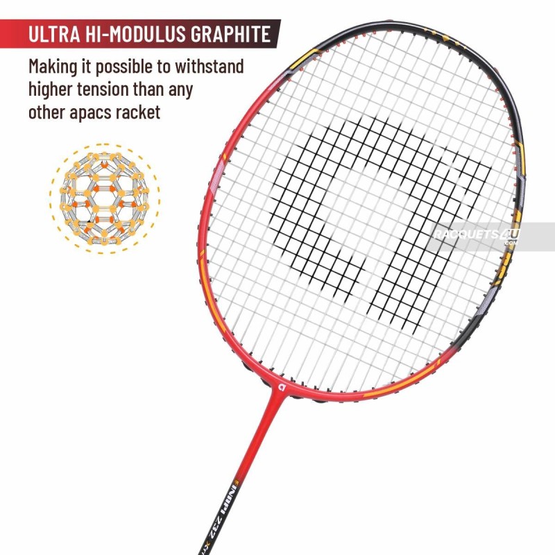 APACS Finapi 232 Xtra Power Badminton Racquet (Unstrung, Black/Red)