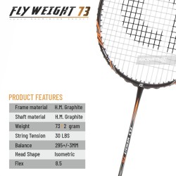 APACS Fly Weight 73 Badminton Racquet (Unstrung, Black)