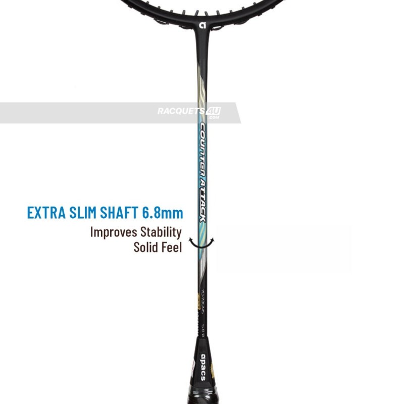 APACS Counter Attack Badminton Racquet (Unstrung, Black)