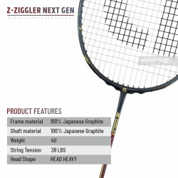 Apacs Z-Ziggler Next Gen Badminton Racquet (Unstrung, Black/Maroon)