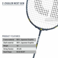 Apacs Z-Ziggler Next Gen Badminton Racquet (Unstrung, Black)