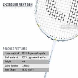 Apacs Z-Ziggler Next Gen Badminton Racquet (Unstrung, White)