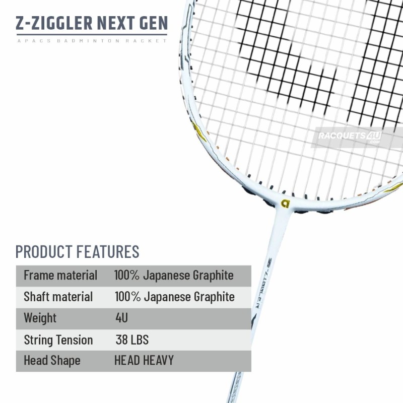 Apacs Z-Ziggler Next Gen Badminton Racquet (Unstrung, White)