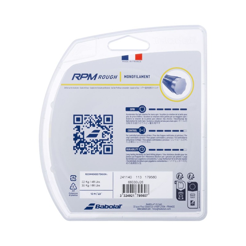 BABOLAT RPM Rough Tennis String Set (Dark Grey, 16 / 1.30mm)