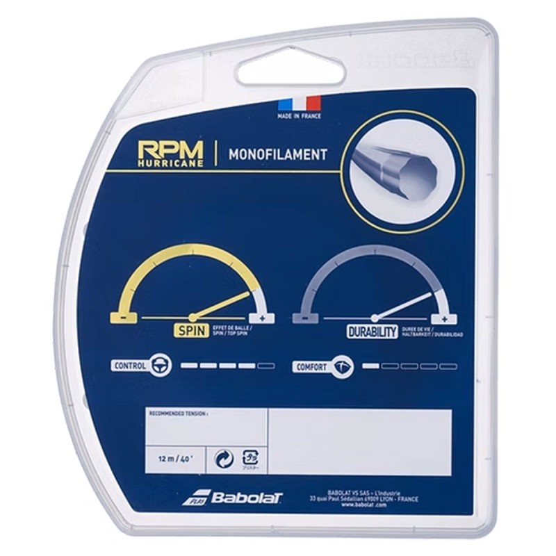 BABOLAT RPM Hurricane Tennis String Set (White, 16 / 1.30mm)