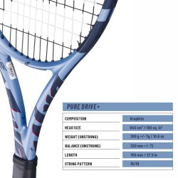 BABOLAT Pure Drive Plus Gen 11 Tennis Racquet ( Unstrung, Metallic Blue)