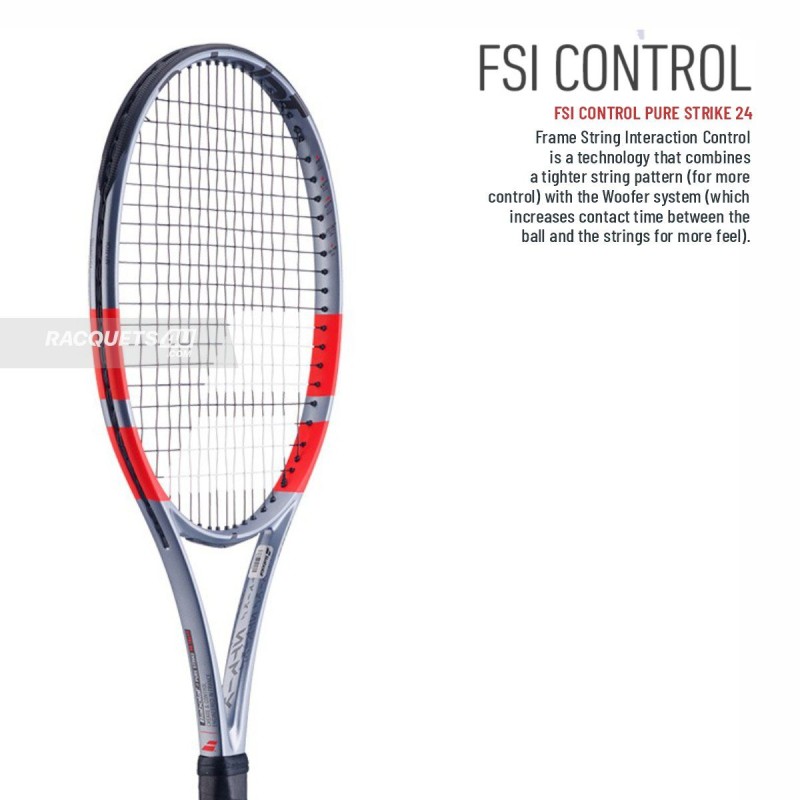 BABOLAT Pure Strike Team 4th Gen Tennis Racquet (Grey/Flue Red, Unstrung)