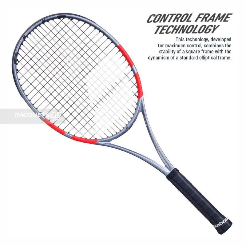 BABOLAT Pure Strike Lite 4th Gen Tennis Racquet (Grey/Flue Red, Unstrung)
