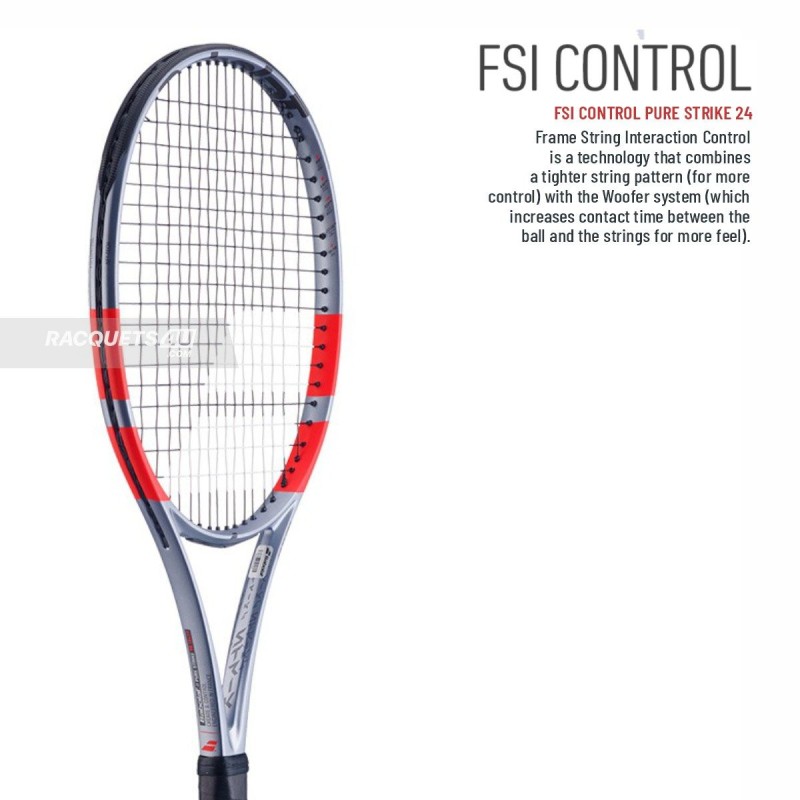 BABOLAT Pure Strike Lite 4th Gen Tennis Racquet (Grey/Flue Red, Unstrung)
