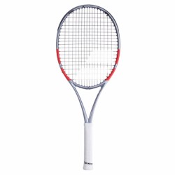BABOLAT Pure Strike 100 4th Gen Tennis Racquet (Grey/Flue Red, Unstrung)