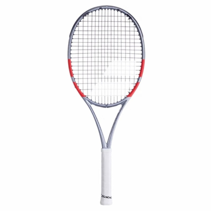 BABOLAT Pure Strike 100 4th Gen Tennis Racquet (Grey/Flue Red, Unstrung)