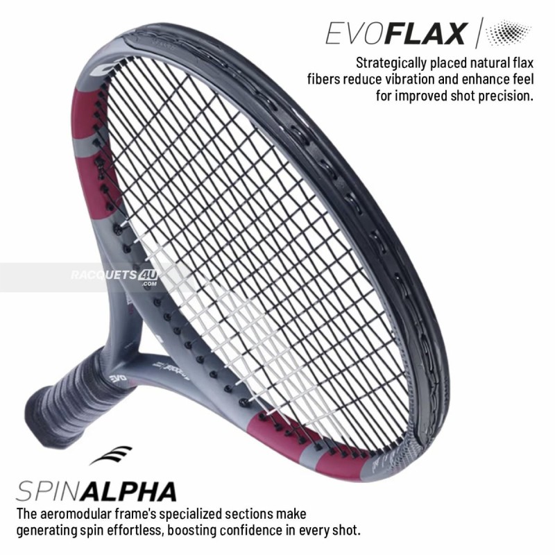 BABOLAT Evo Aero Gen 2 Tennis Racquet (Grey/Rasberry/Pink, Unstrung)