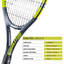 BABOLAT Carlitos Junior 23 Tennis Racquet (Yellow/Blue, Strung)