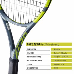 BABOLAT Pure Aero Gen 9 Tennis Racquet (Grey/Flue/Yellow, Unstrung)