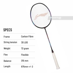LI-NING Windstorm 72 Badminton Racquet (Black/Charcoal/Peach, Unstrung)