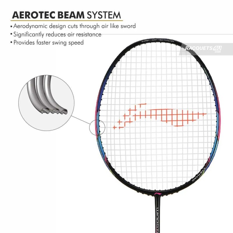 LI-NING Windstorm 72 Badminton Racquet (Black/Charcoal/Peach, Unstrung)